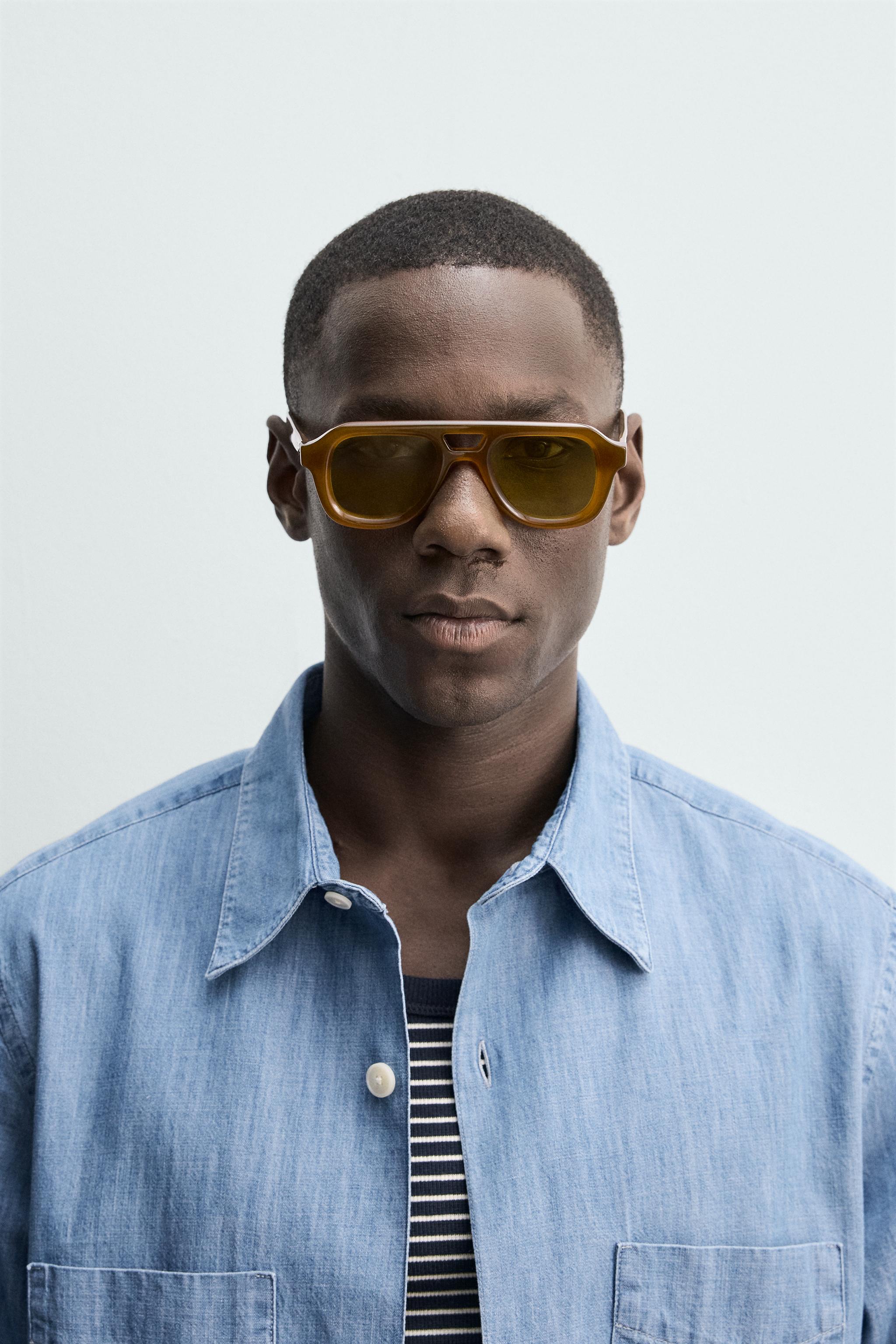 RECTANGULAR SUNGLASSES — Dark red