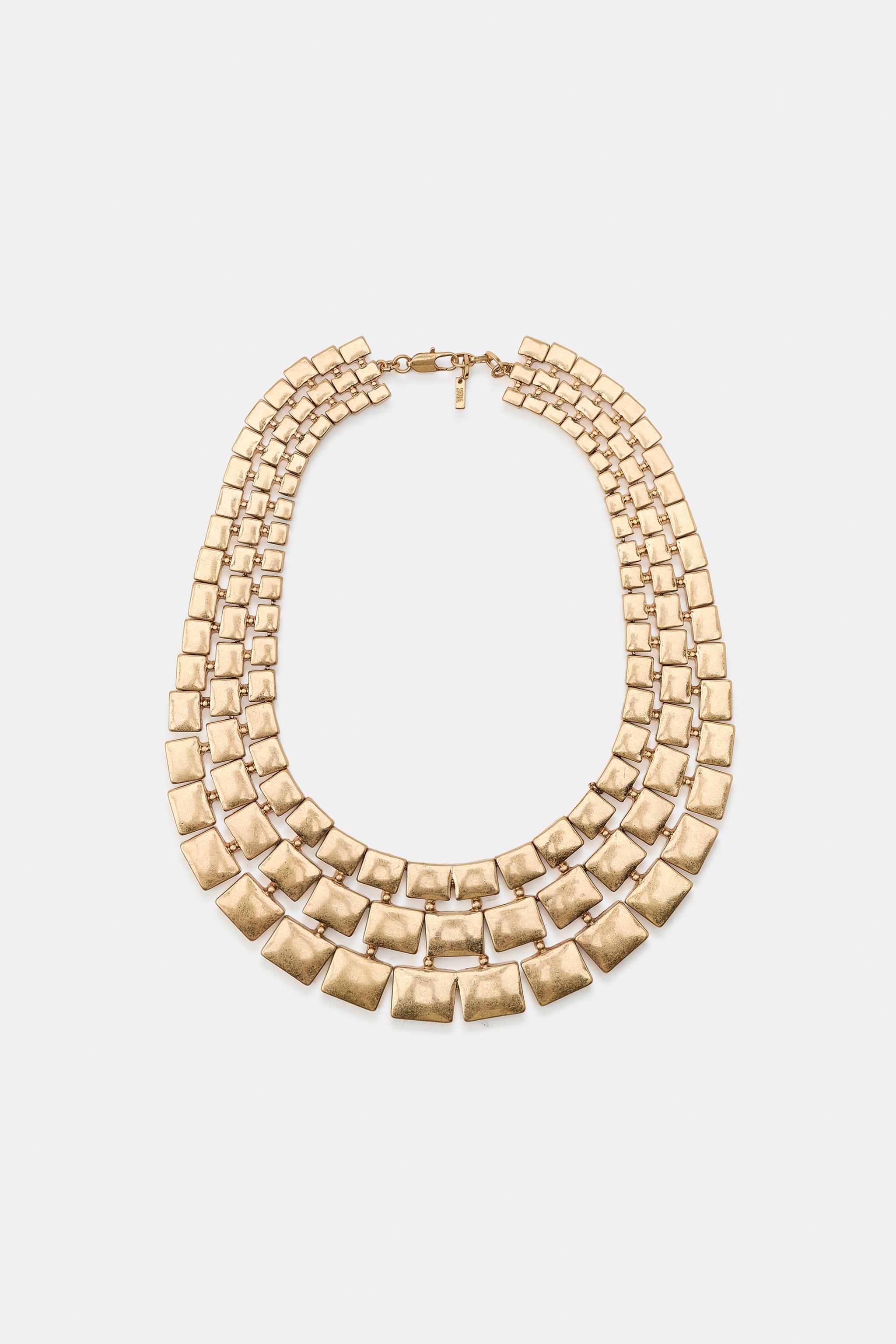 Женские аксессуары Zara TRIPLE METAL PLATE NECKLACE — фото 3