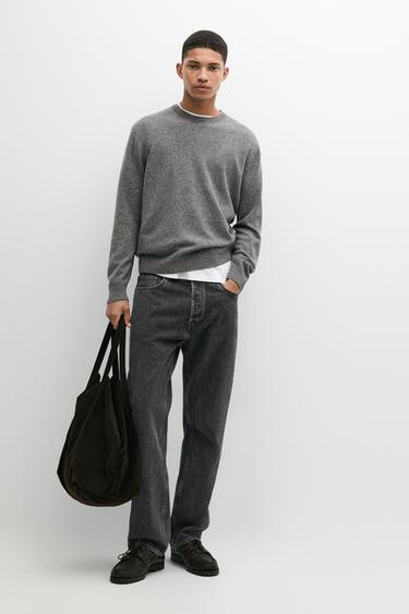 Zara Wool blend round neck knit sweater - Anthracite grey - Image 0