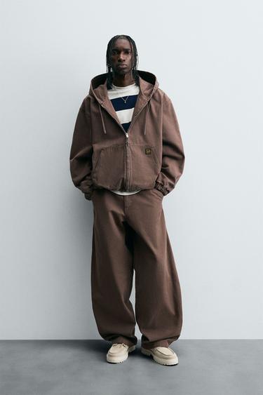 WASHED HOODED JACKET - dark russet by Zara - Image 0
