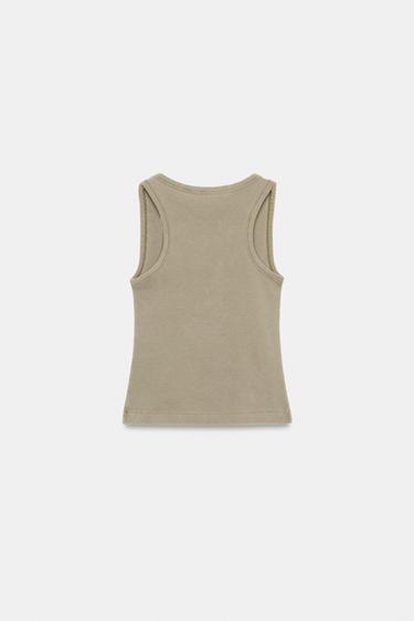 TOP RUSTIQUE EFFET DÉLAVÉ - Beige foncé de Zara - Image 3