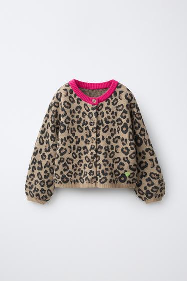 CHAQUETA PUNTO ANIMAL PRINT CONTRASTE - Leopardo de Zara - Imagen 0
