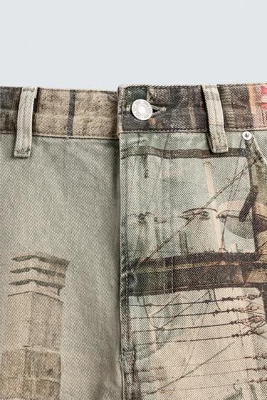 ABSTRACT PRINT BAGGY FIT BERMUDA SHORTS - Multicoloured by Zara - Image 7