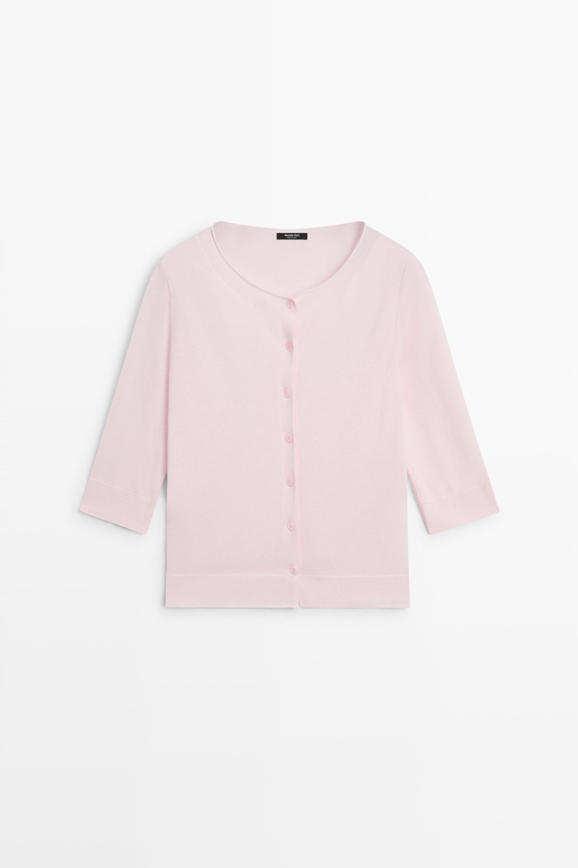 Cotton blend boat neck cardigan