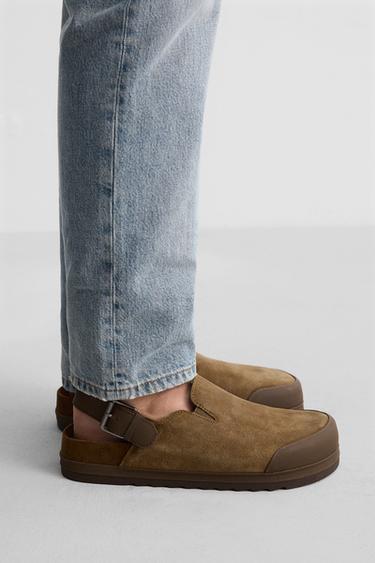LEATHER CLOGS - Camel Brown by Zara - Image 0