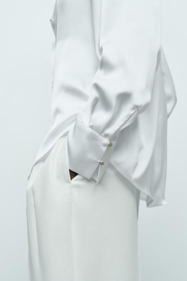 CHEMISE BASIQUE SATINÉE - Blanc de Zara - Image 2