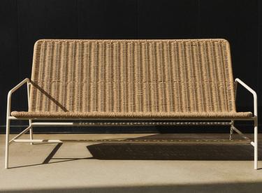 WOVEN OUTDOOR BENCH — brown/white 1