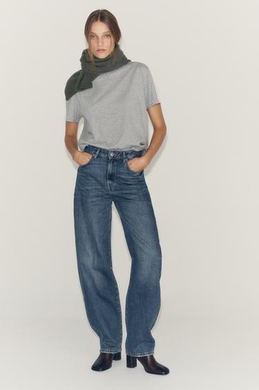 Zara ZW COLLECTION MID-RISE CURVED STRAIGHT JEANS - Blue