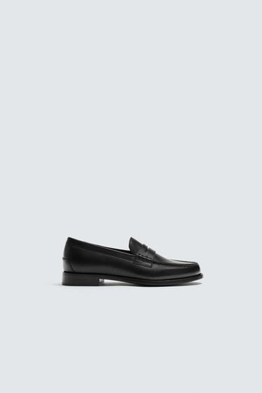 LEATHER PENNY LOAFERS - Black by Zara