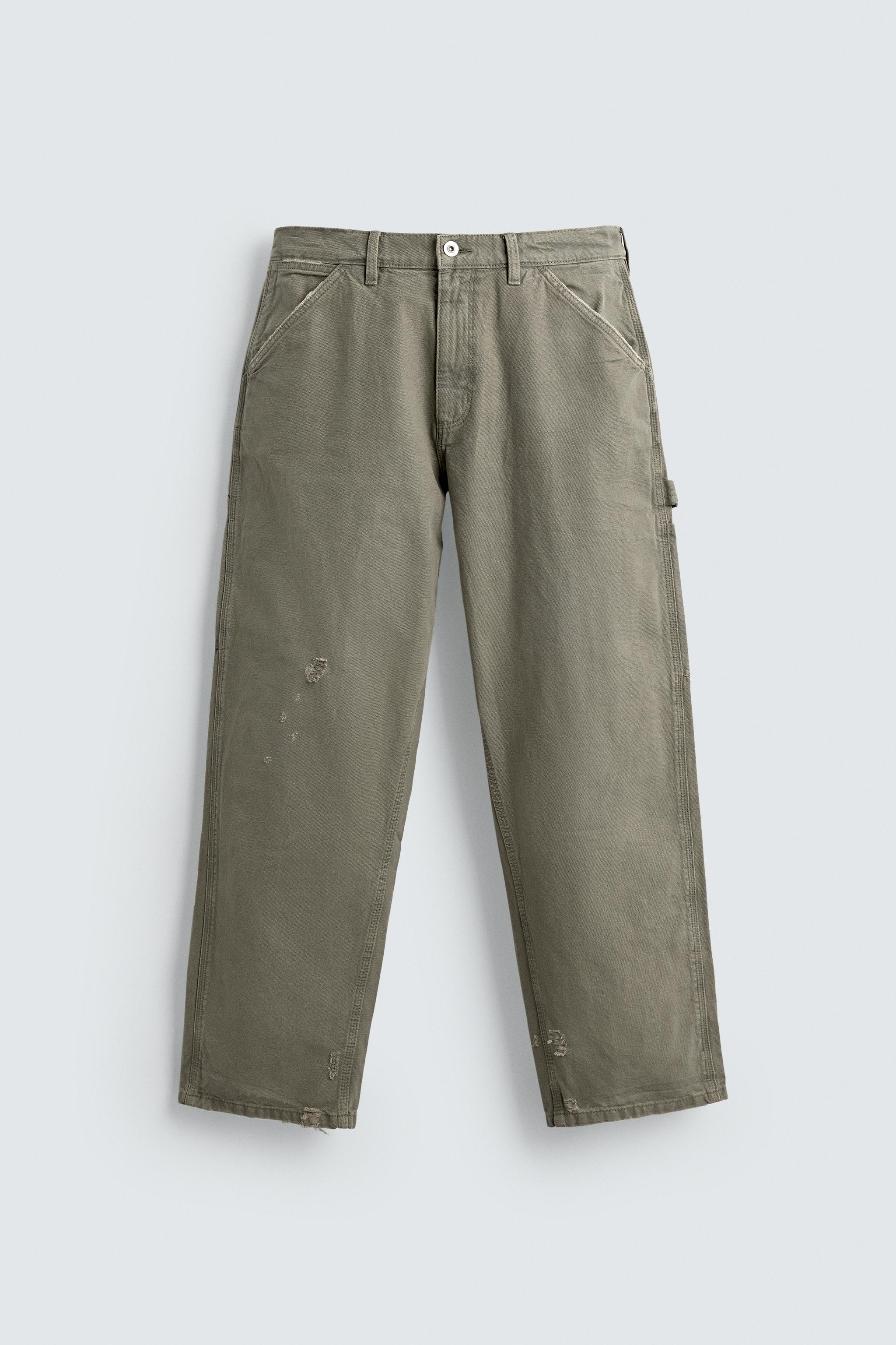 WASHED EFFECT CARPENTER TROUSERS - Light green | ZARA Spain