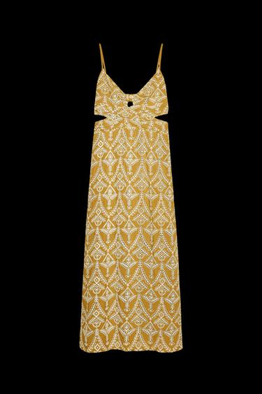 MIDI-KLEID MIT STICKEREI - Senfgelb von Zara - Bild 0