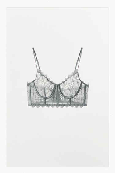 BRALETTE AROS GUIPUR - Gris de Zara