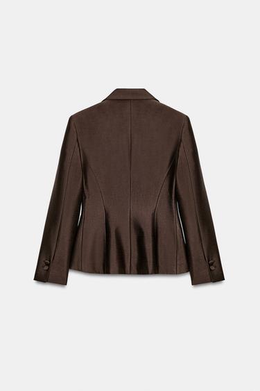BLAZER AJUSTÉE SATINÉE - Marron de Zara - Image 7