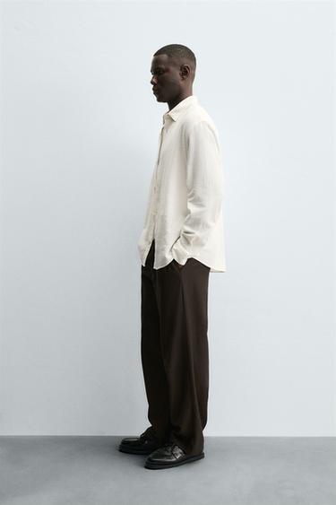 CHEMISE STRUCTURE QUADRILLÉ - Blanc cassé de Zara - Image 3