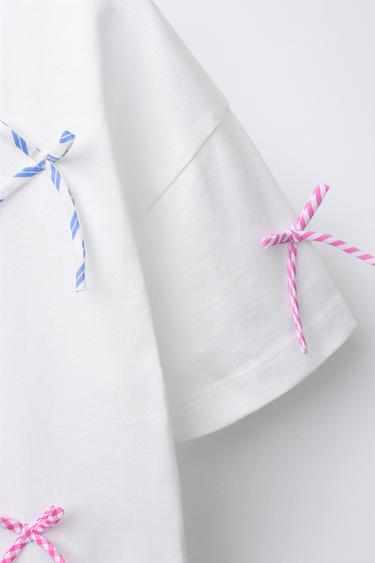 T-SHIRT WITH BOWS - White by Zara - Image 2