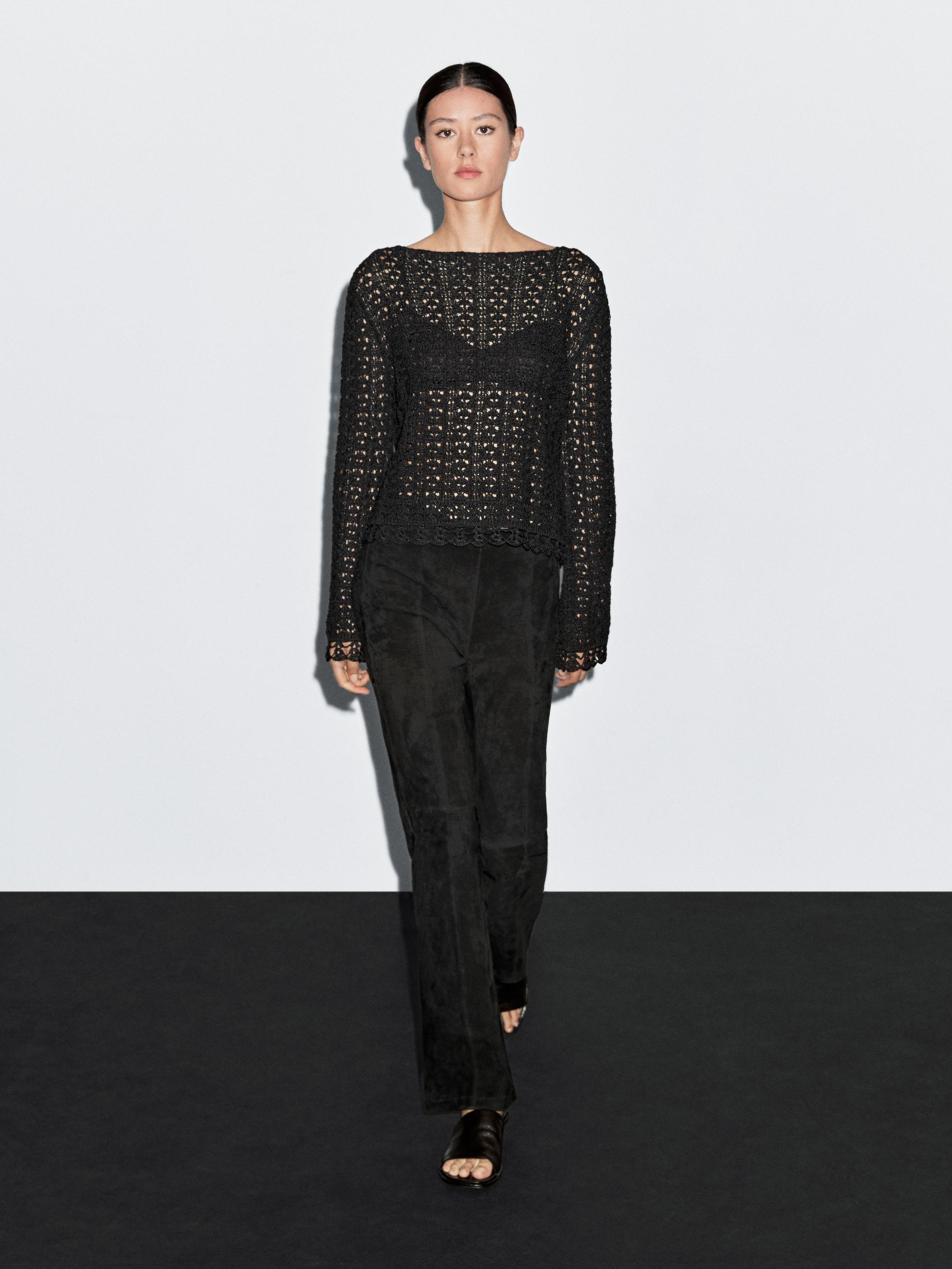Pull crochet ajouré coton
