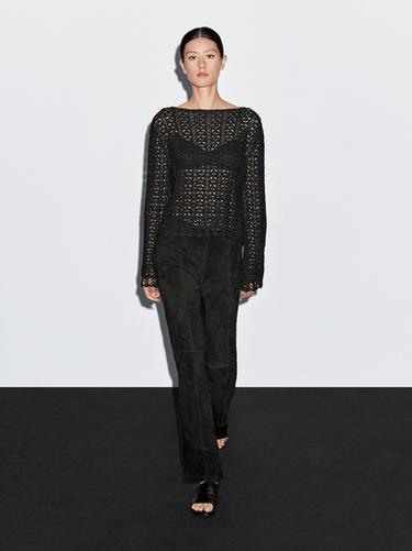 Jersey crochet calado con algodón - Negro de Zara - Imagen 0