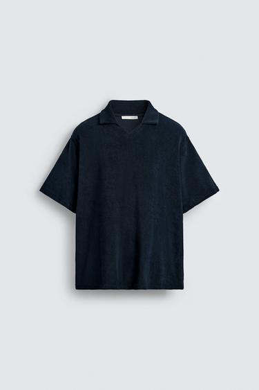 REGULAR FIT TOWELLING POLO SHIRT - Navy blue by Zara - Image 6