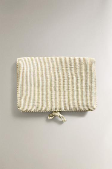Zara STRIPED MUSLIN BABY WIPE HOLDER - Green - Image 0