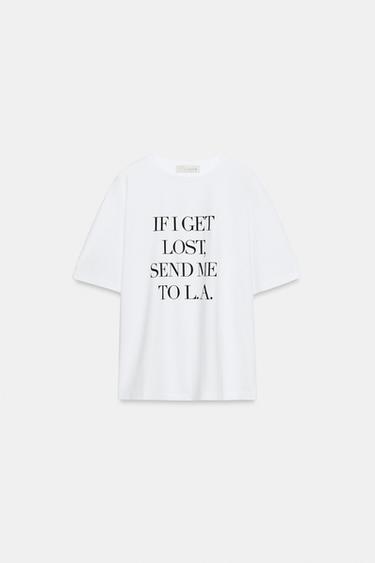 SHORT SLEEVE SLOGAN T-SHIRT - Oyster-white by Zara - Image 0