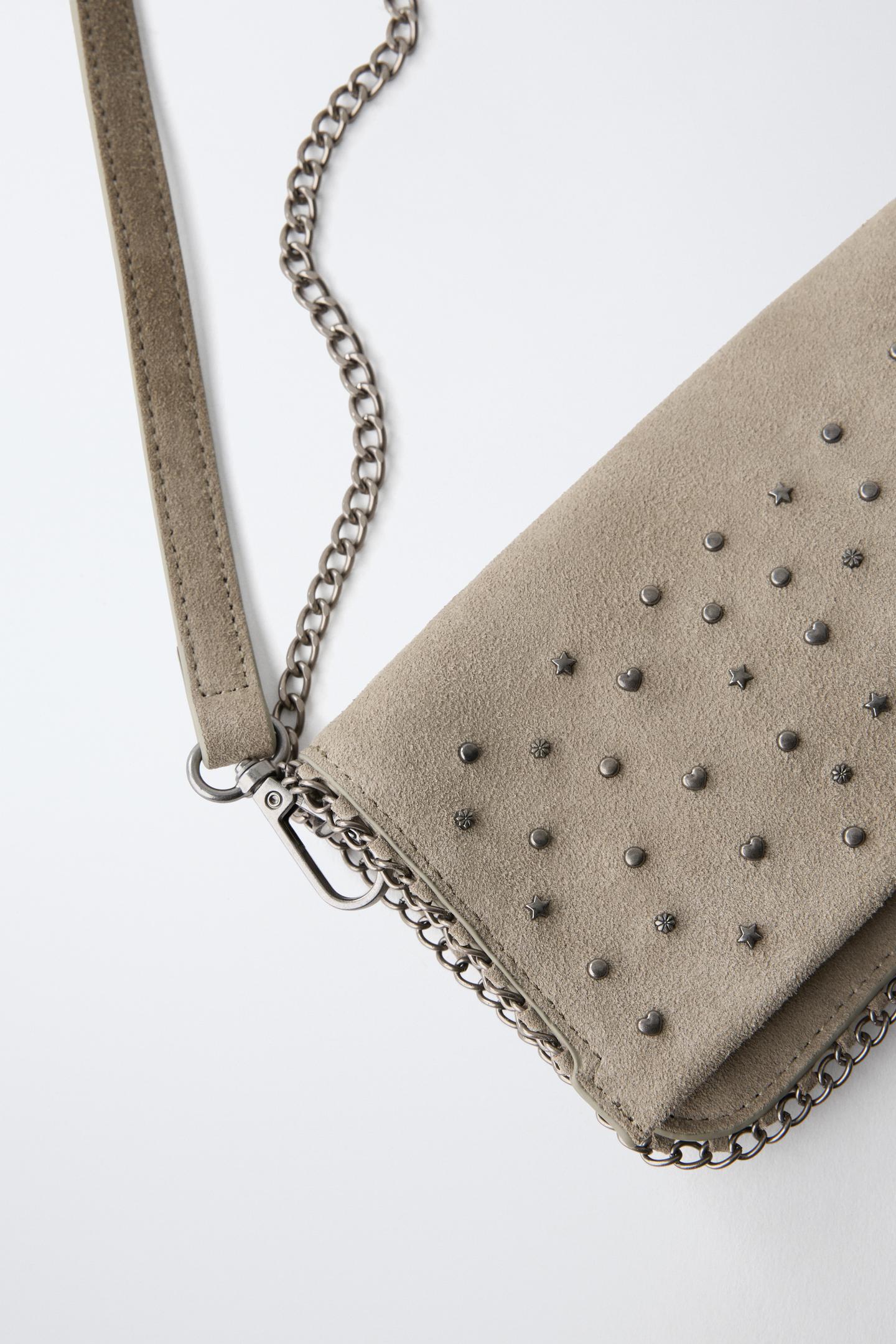 Детская сумка Zara Studded Leather Crossbody, цвет: Серый — фото 3