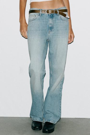 Zara TRF LOW RISE STRAIGHT LEG JEANS - Light blue