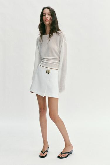 ASYMMETRIC APPLIQUÉ SKORT - Oyster-white by Zara - Image 0