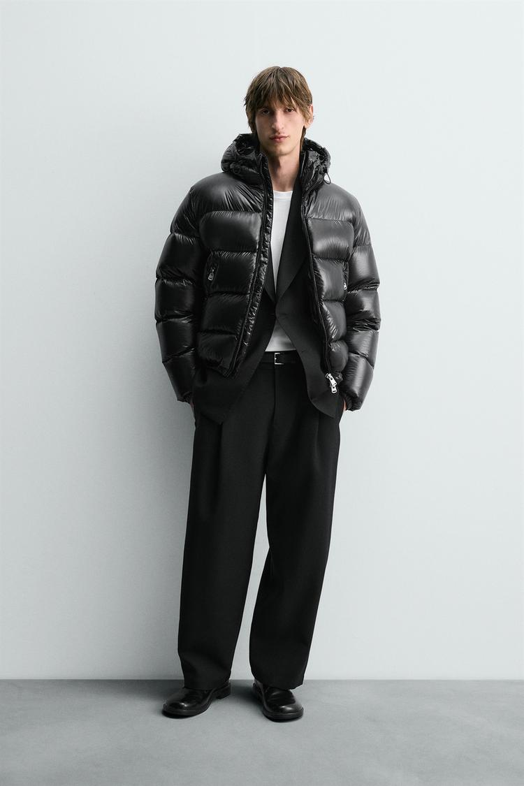 Feather Fill Black Shiny Puffer Jacket Zara Zara 100% FEATHER