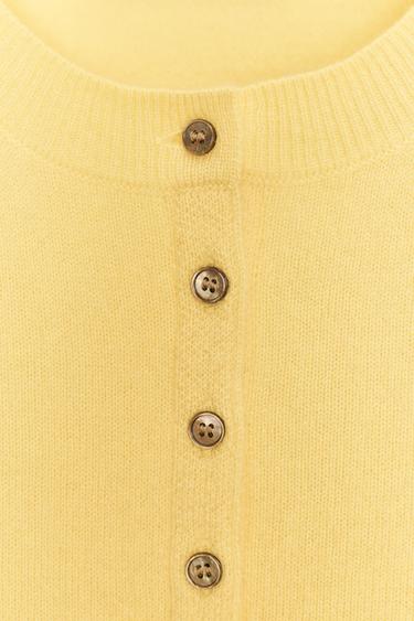 100% CASHMERE BUTTON CARDIGAN - Yellow by Zara - Image 7