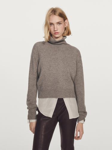 Zara 100% cashmere short knit sweater - Mink