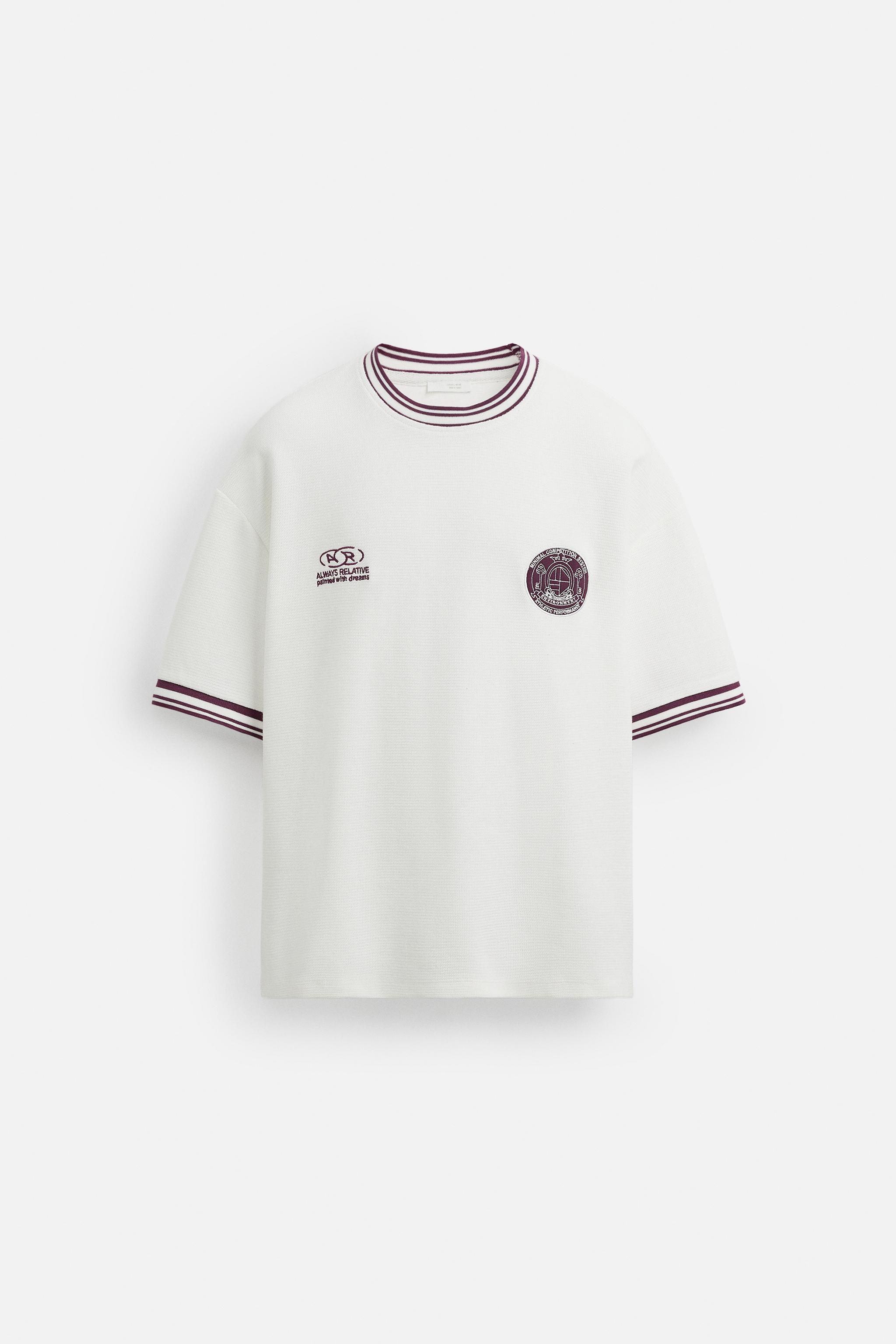 RETRO FOOTBALL STRUCTURE T-SHIRT - Oyster-white | ZARA Canada