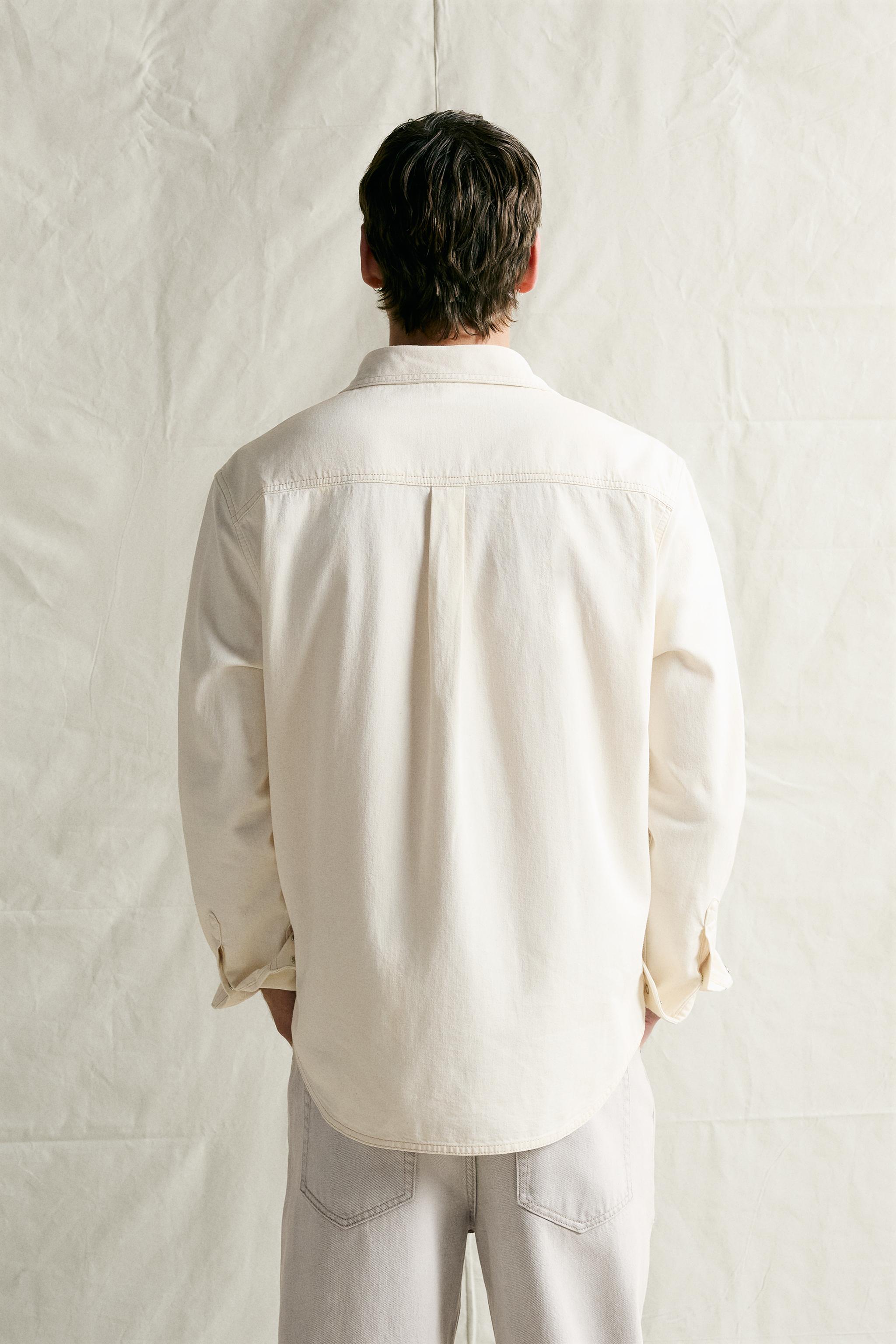 Мужские рубашки Zara CONTRAST STITCH DENIM SHIRT — фото 3