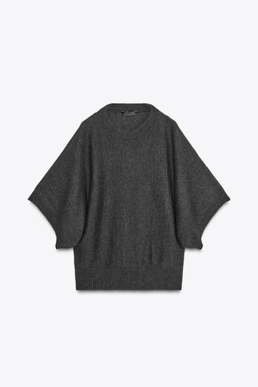 WIDE SLEEVE KNIT SWEATER - Grey by Zara - Image 3