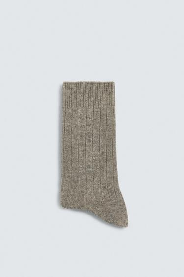 RIBBED CASHMERE BLEND SOCKS - Beige by Zara