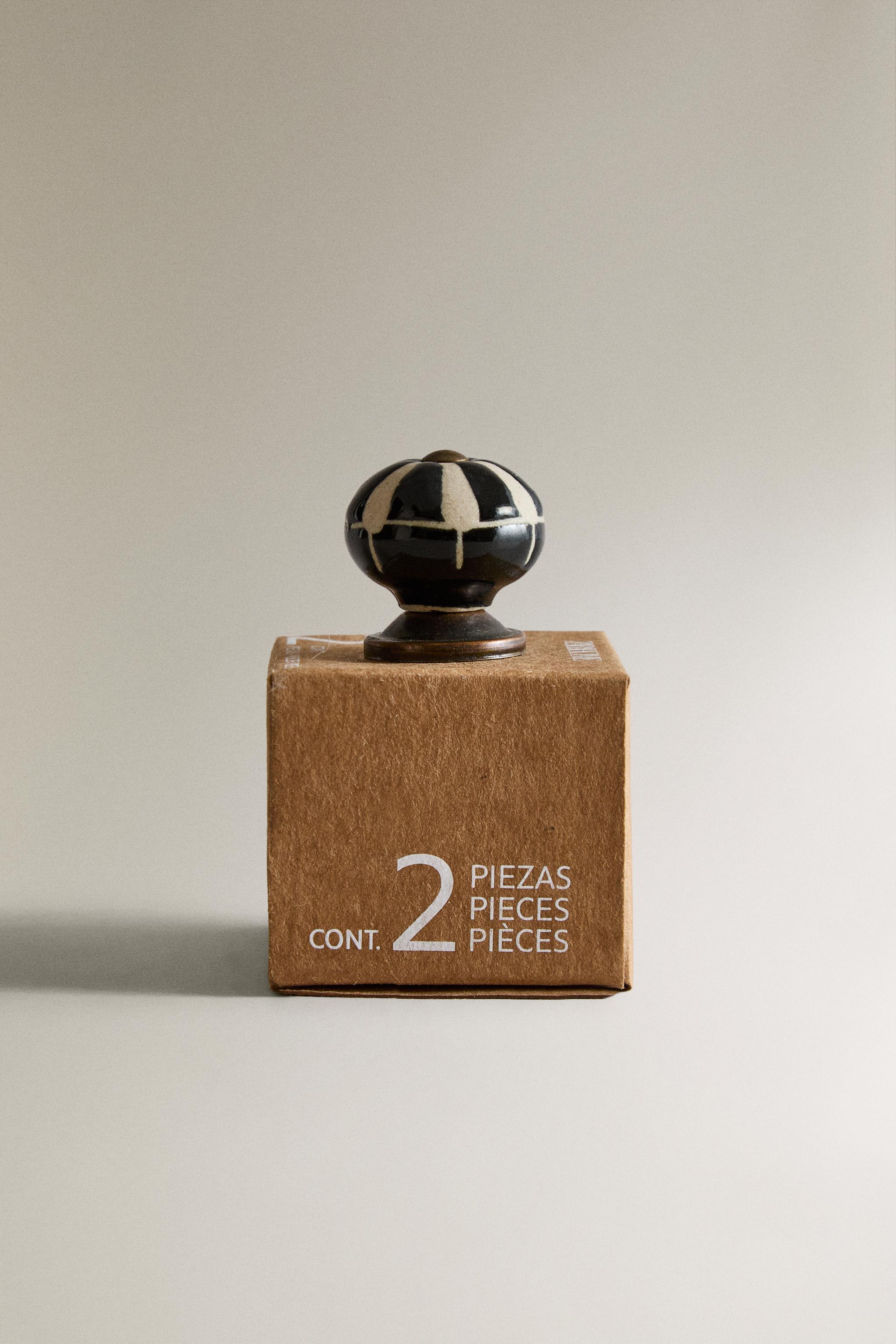LOT DE BOUTONS MEUBLE CÉRAMIQUE RAYURES (LOT DE 2)