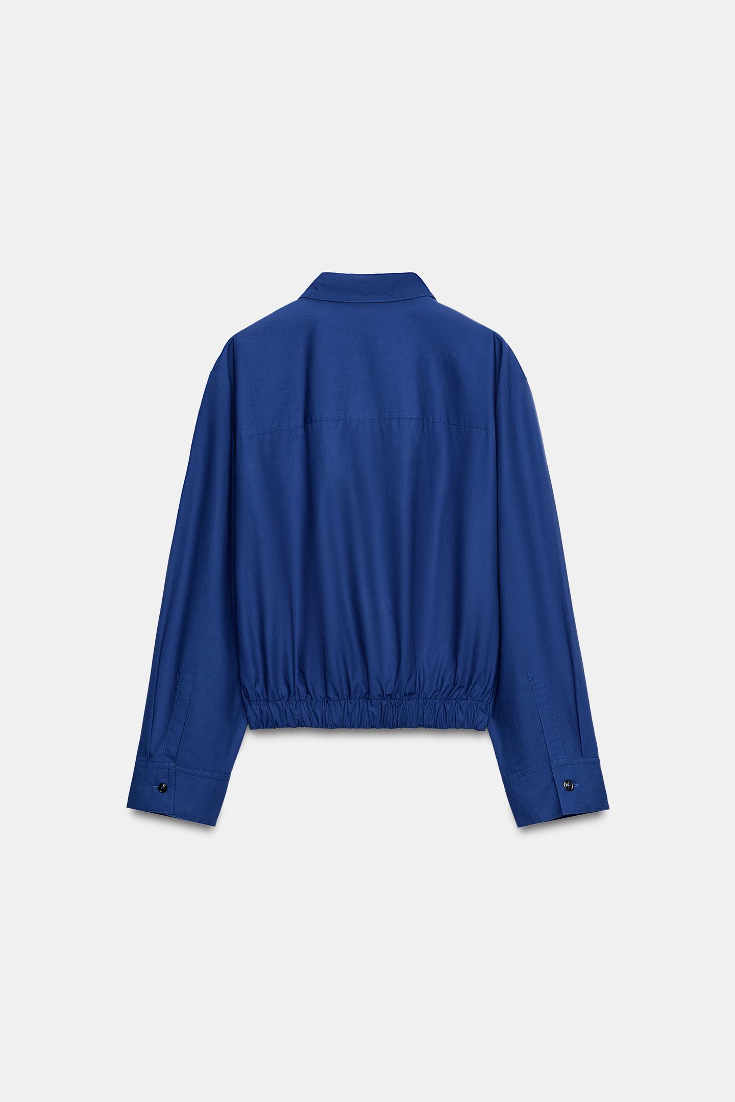 Женская рубашка Zara ZW Collection Poplin, цвет: Синий — фото 7