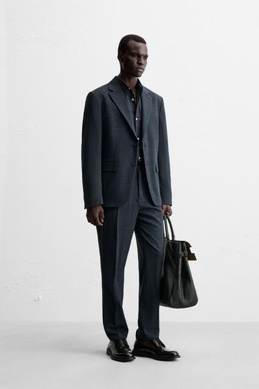 TEXTURED SUIT TROUSERS - Blue / Indigo by Zara - Image 3
