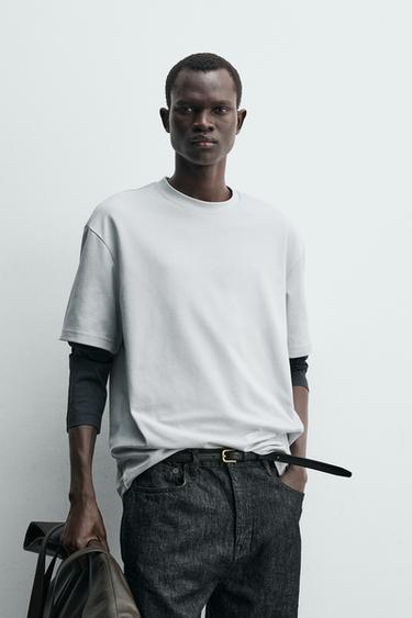 تيشرت RELAXED FIT INTERLOCK /04 - أزرق سماوى الخاص بـ Zara