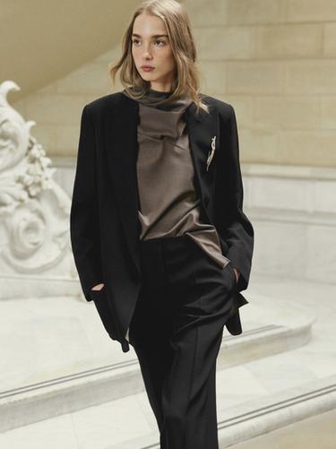 Pantalon de tailleur en crêpe - Noir de Zara