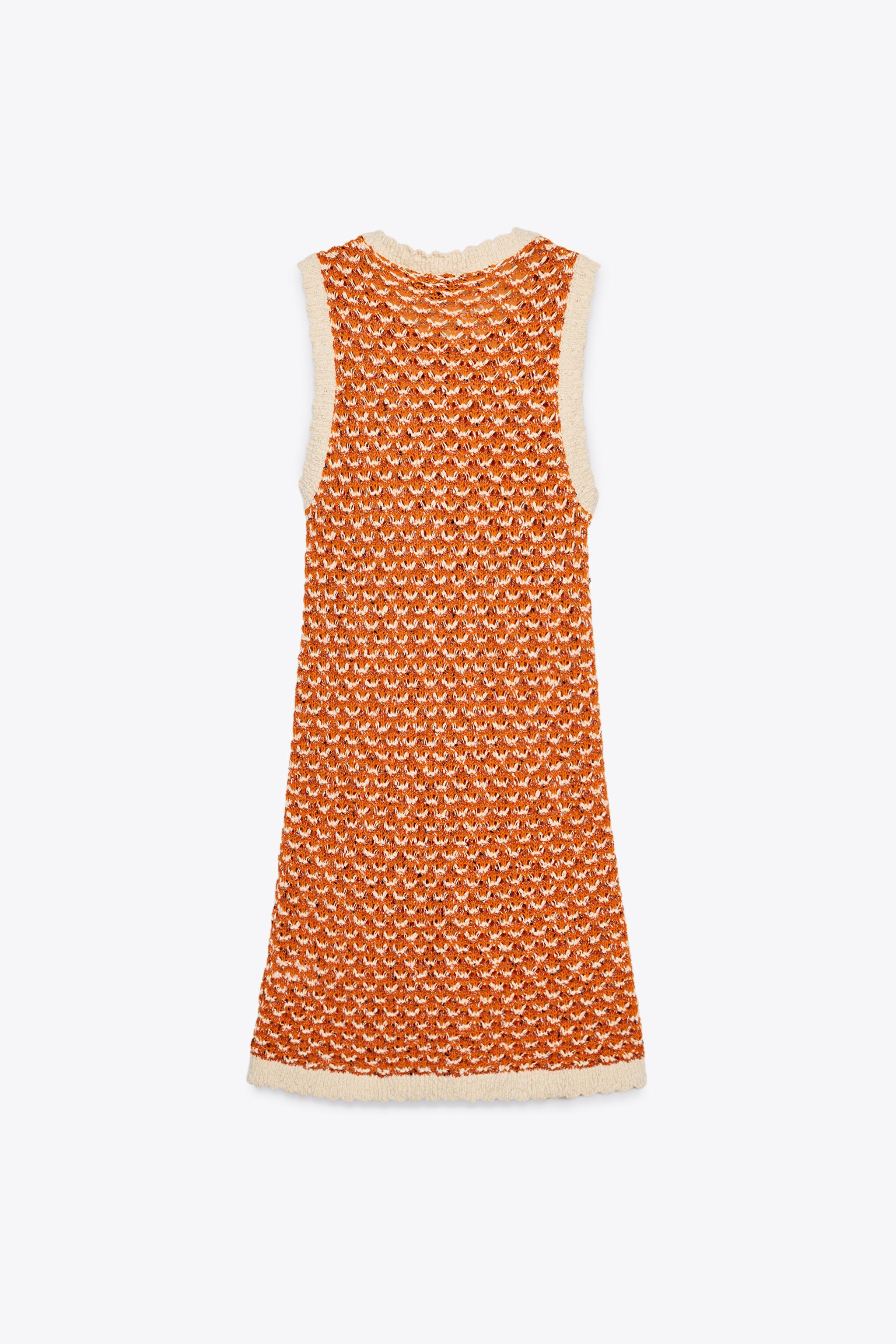 ミニ丈ストラクチャーニットワンピース - オレンジ色 | ZARA