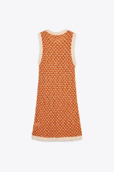 STRUCTURED KNIT MINI DRESS - Orange by Zara - Image 6