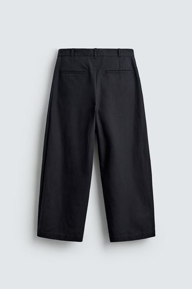 TEXTURED COTTON/LINEN TROUSERS - Navy blue by Zara - Image 6