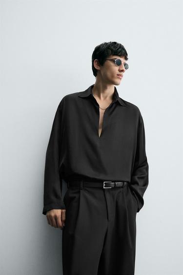 CHEMISE POLO SATINÉE - Noir de Zara - Image 4