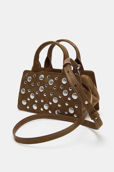 スタッズ付きハンドバッググリーンZaraのスタッズ付きハンドバッグ - グリーン 