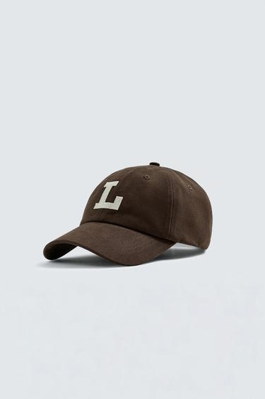Zara LETTER PATCH CAP - Brown