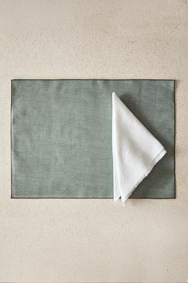 INDIVIDUAL ALGODÃO RESINADO OVERLOCK - Verde da Zara