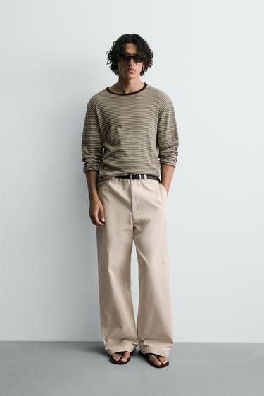 PANTALÓN CHINO WIDE FIT - Blanco roto de Zara - Imagen 0