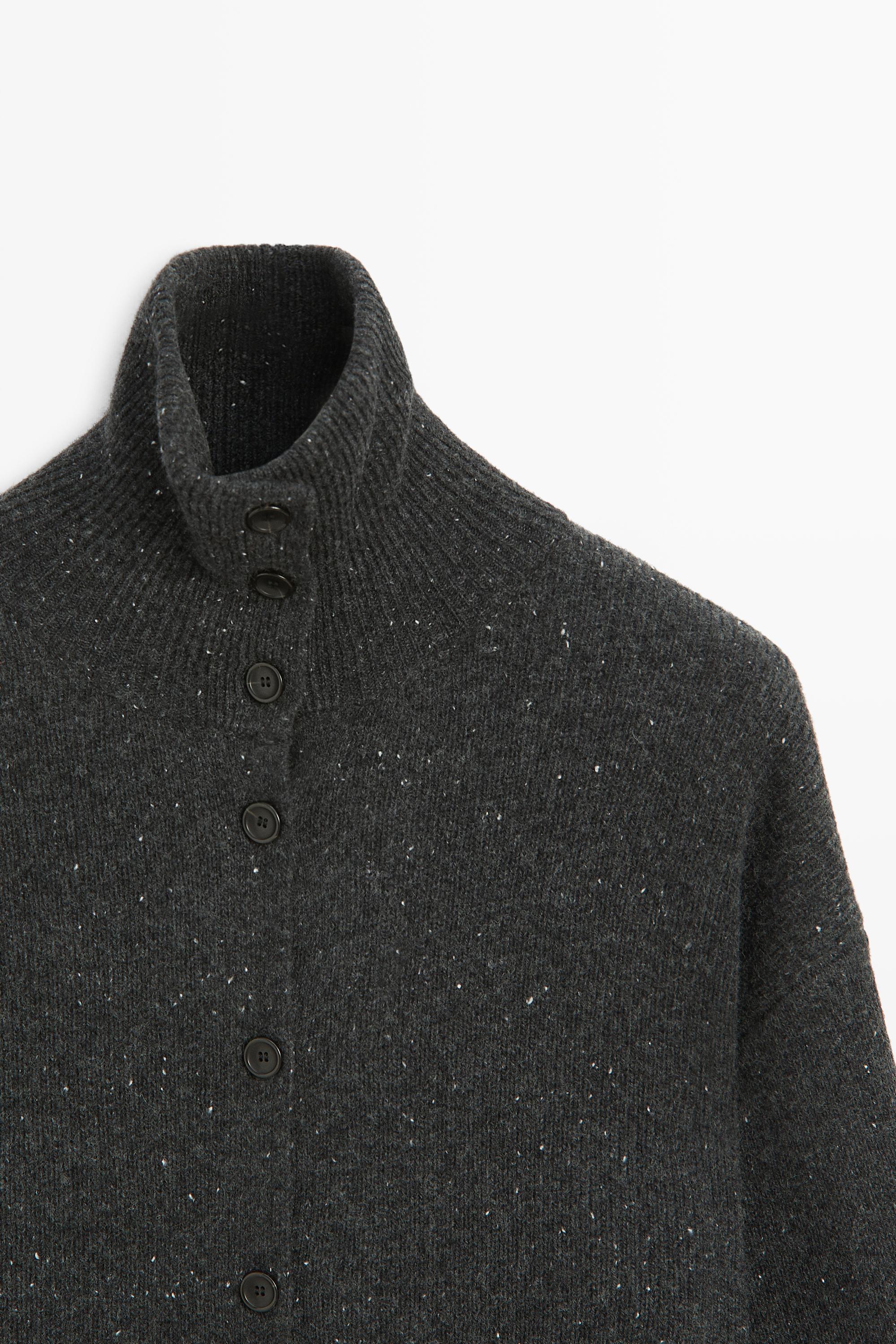 100% wool knit turtleneck cardigan
