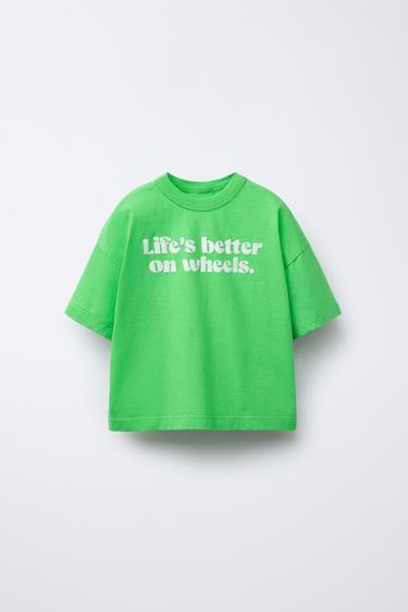 CAMISETA TEXTO - Verde de Zara