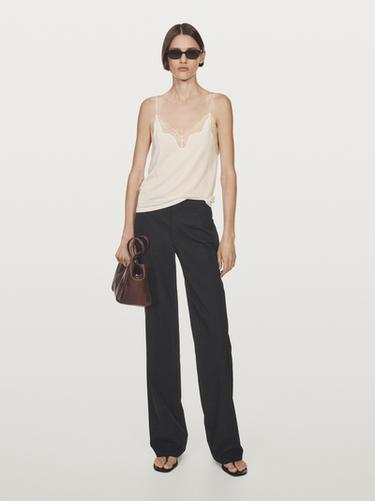 Top lencero detalle encaje - Amarillo de Zara